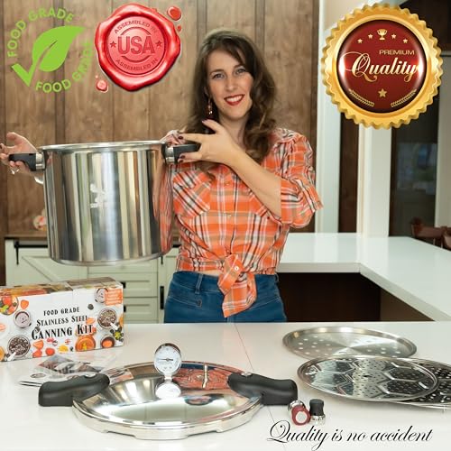 Image of Supa Ant 23 Qt Canning Pot with Canning Supplies Starter Kit - Water Bath Pot with Rack and Lid - Jar Lifter, XL Ladle, Jar Tongs, and Bubble Popper