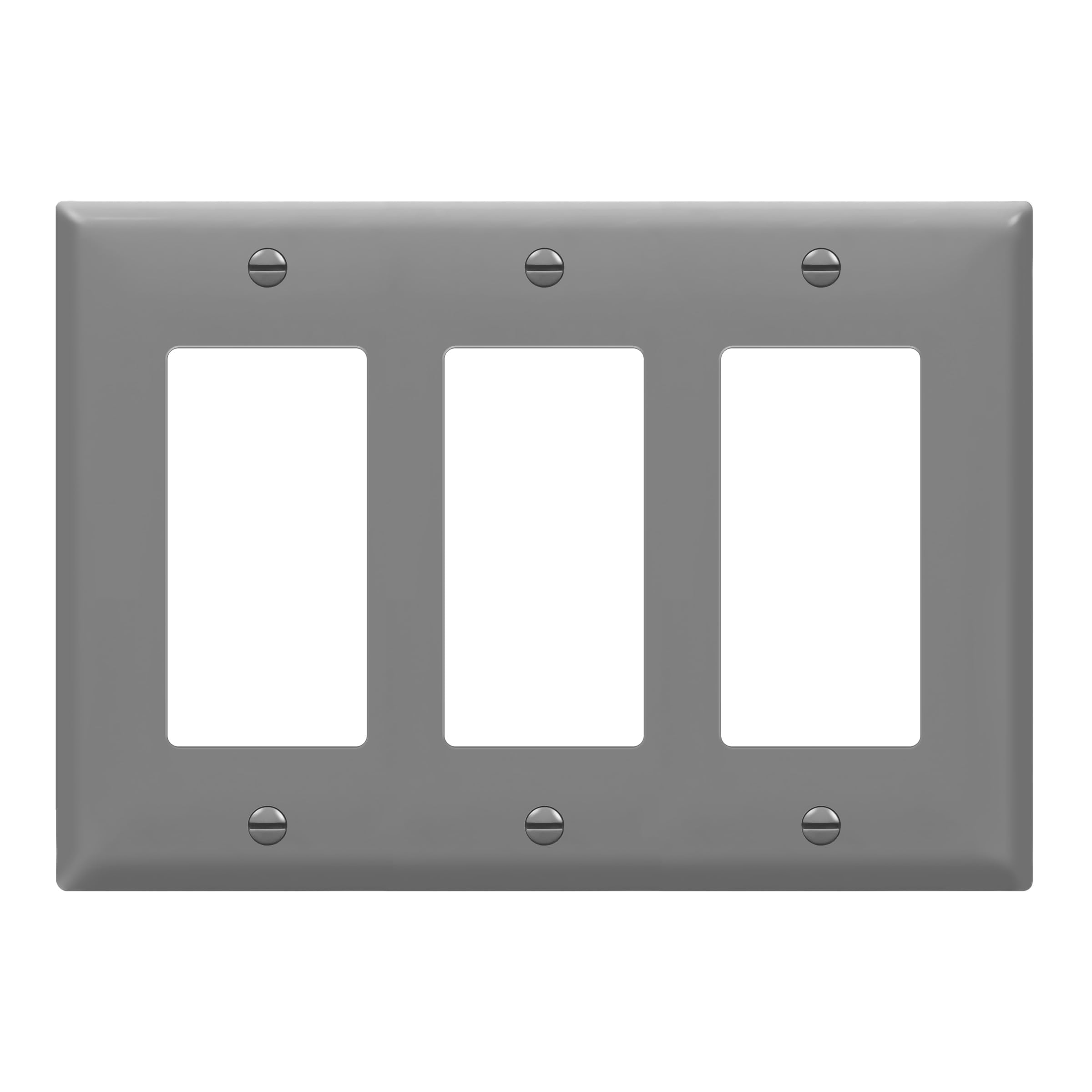 ENERLITES Decorator Wall Plate, Light Switch or Receptacle Outlet Cover, Gloss Finish, Size 3-Gang 4.50" H x 6.38" L, 8833-GY, Gray