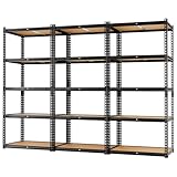 LEVELEVE 5-Tier Storage Shelving Unit, 2020 lbs Capacity, Heavy Duty Adjustable Metal Utility Shelf, 35' L x 16' W x 73' H for Garage, Kitchen, Pantry, Basement, Bathroom, Laundry, 3 Pack
