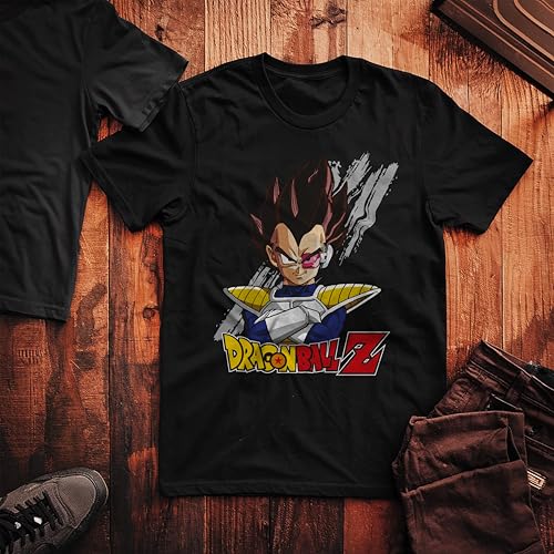 Comic Studio Dragon Ball Z Vegeta Black Short Sleeve T-Shirt, Negro, L Unisex