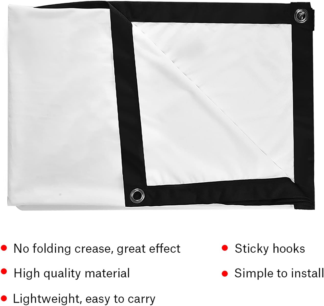 16 : 9 Projection Screen, Foldable Portable Projector Movies Screens for Home Theater Outdoor Indoor White Projector Curtain Projection Screen Designed with Black Edging and Hanging Holes(60 inches)