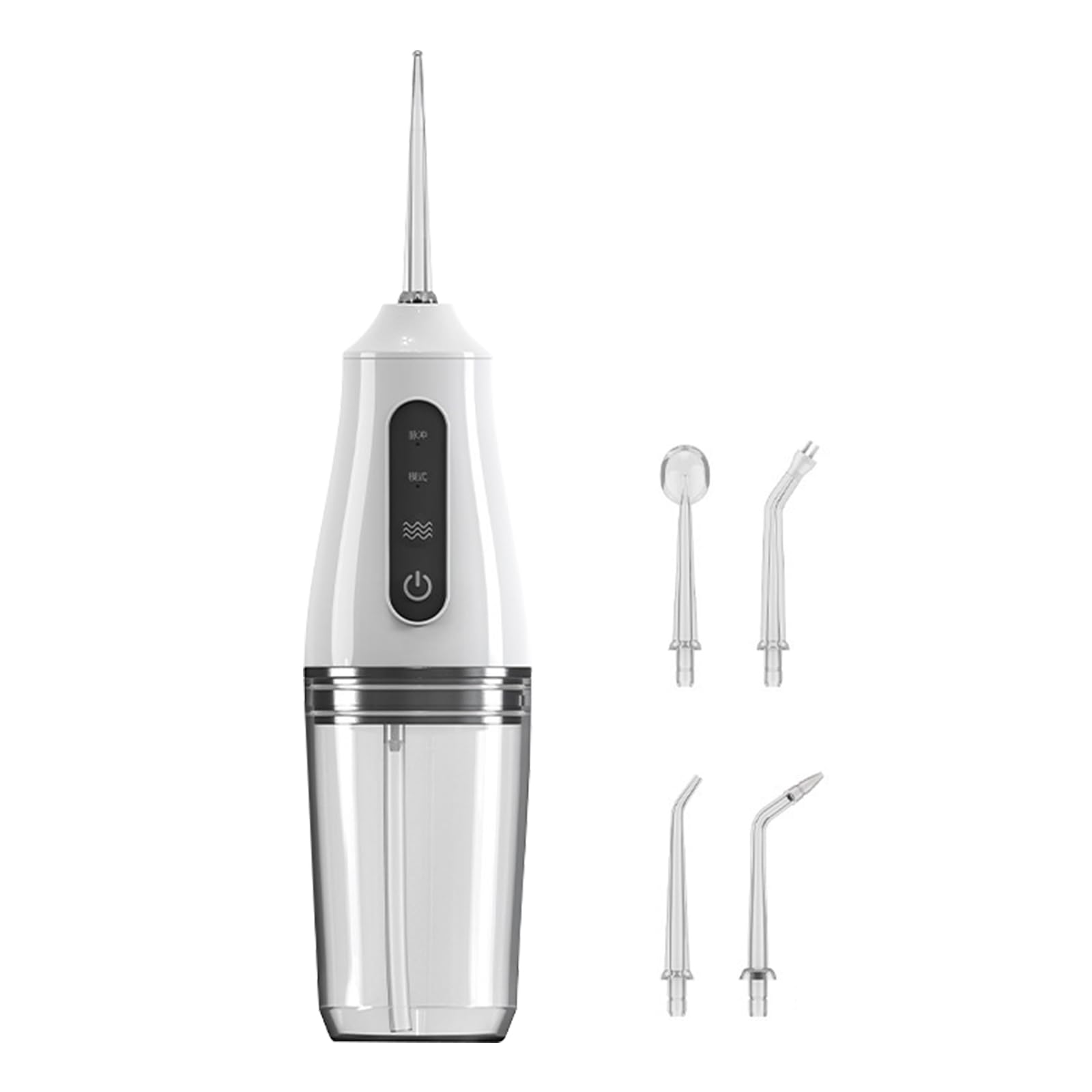 Idropulsore per denti senza fili, portatile, con 3 modalità e 4 ugelli di ricambio, ricarica USB, colore bianco, impermeabile, per pulizia orale e apparecchi