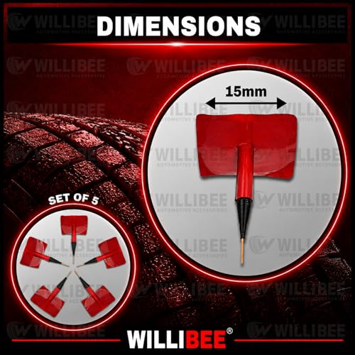 Image of WILLIBEE Mushroom Puncture Kit for Tubeless Tyre | Mushroom Puncher Kit for Bike & Car | Tire Puncher Repair Patches (15 MM, 5 Pcs)