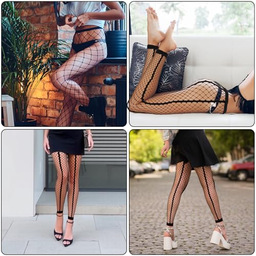 Image of Abeillo Fishnet Stockings for Women, Womens Pantyhose Fishnet Tights Stockings High Waist Tights Mesh Stocking Fish Nets Leggings Gothic Clothes for Women