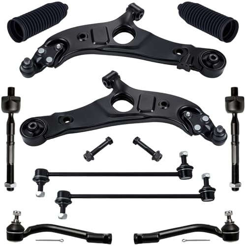 TUCAREST 10Pcs Suspension Kit Fit For 2013-2018 Hy-undai Santa Fe, 13-19 Santa Fe XL, Front Lower Control Arm w/Ball Joint + Outer Inner Tie Rod End + Sway Bar [# K623684 K750659 EV801076 ES801264] by TUCAREST - Used condition - US$128.93