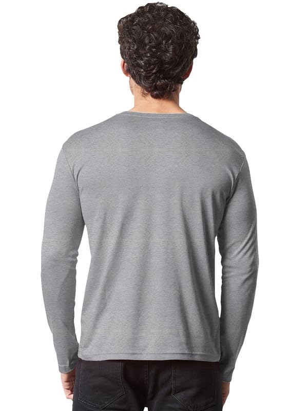 Image of LAZYCHUNKS Regular Fit Solid Super Combed Cotton Rich Henley Neck Full Sleeve Men's T-Shirt