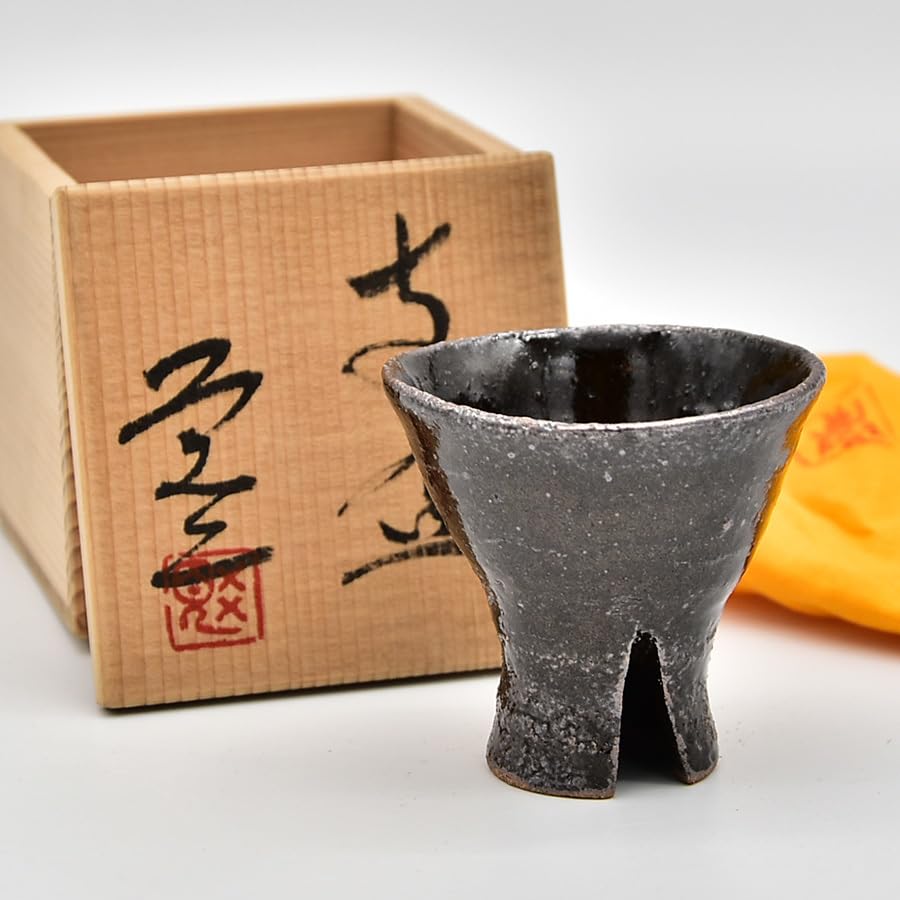 Amazon.co.jp: 竹島覚二耕覚 交盃 共箱 共布 酒器 酒盃 猪口 酒呑