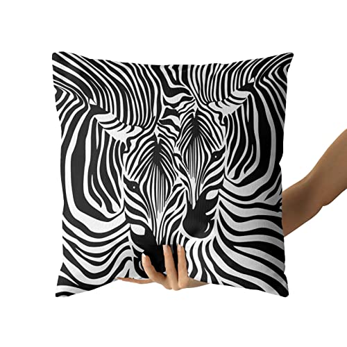 Giwawa Zebra Print Pillow Covers Set Of 2 Black Stripe Decorative Square Throw Cushion Case For Home Office Sofa Couch Bed Patio, 18 X 18 Inch #TOP3