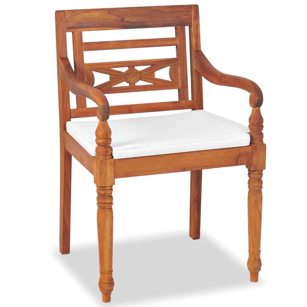 Set di mobili da giardino in teak, 4 pezzi, panca 2 sedie da caffè | Legno massiccio resistente, cuscini rimovibili spessi, finitura a olio, facile da pulire