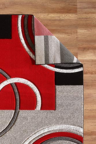 GLORY RUGS Area Rug Modern 2x7 Red Soft Hand Carved Contemporary Floor Carpet with Premium Fluffy Texture for Indoor Living Dining Room and Bedroom Area