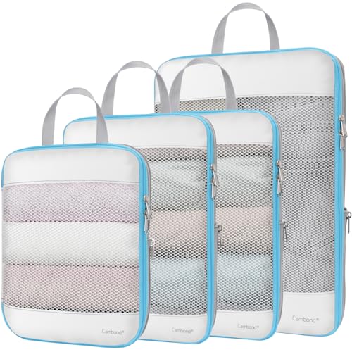 Mesh Compression Packing Cubes for Women - Lightweight Travel Organizers for Carry-On Suitcases