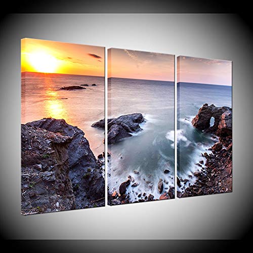 Peintures décor à la maison moderne bleu ciel : affiche mur art cadre paysage marin triptyque
