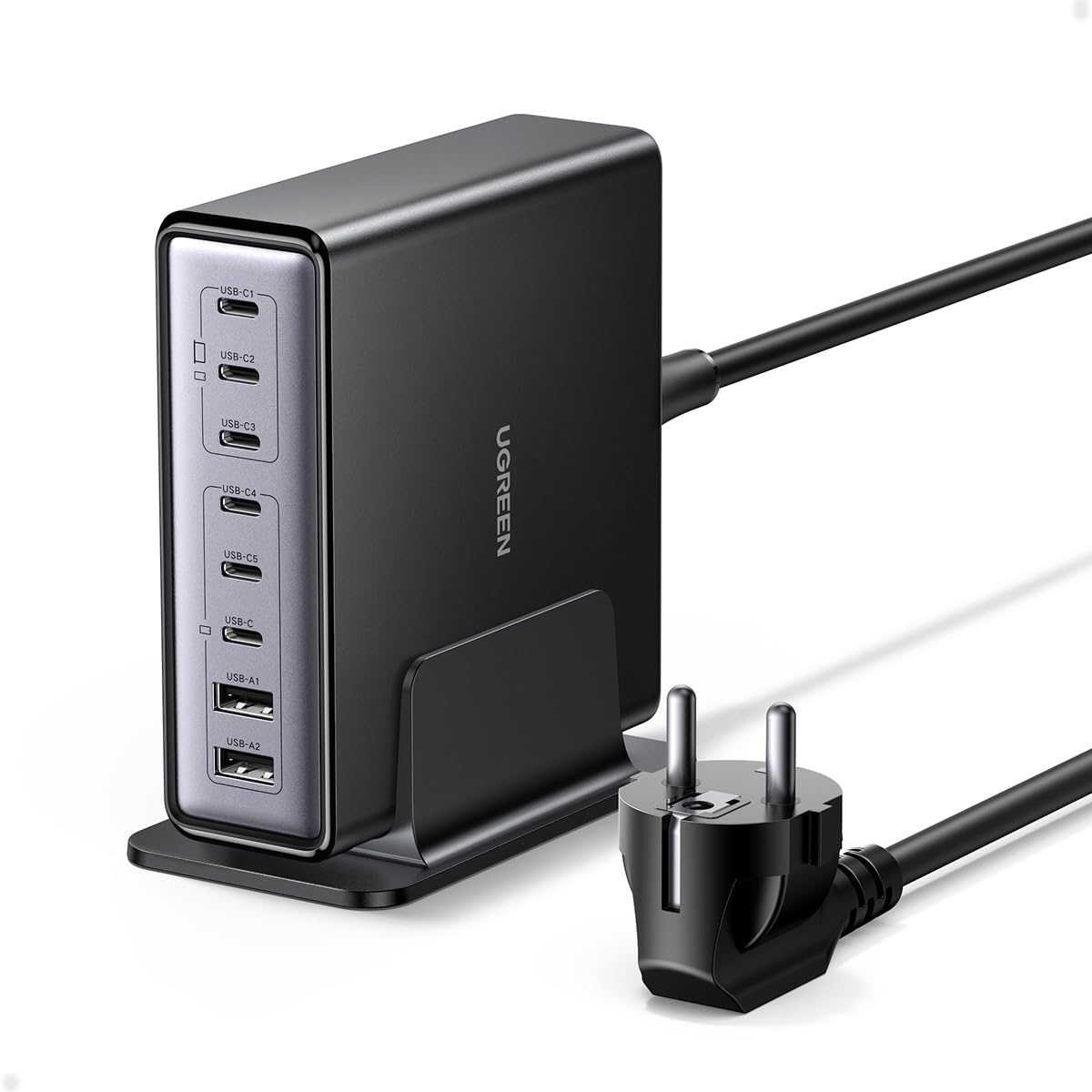 UGREEN Zapix 200W 8 Ports Chargeur USB C Rapide Station de Charge Bureau GaN Tech 100W Compatible avec iPhone 17 Pro Max Air 16 15 14 13 12 iPad MacBook Pro Air Neo M5 M4 M3 M2 M1 Galaxy S26 S25 S24