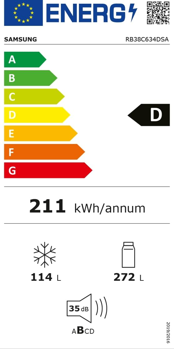 Samsung Réfrigérateur Combiné EcoFlex AI avec Distributeur d'Eau, WiFi, SpaceMax, Total No Frost, Moteur Digital Inverter Garanti 20 Ans, 386 L