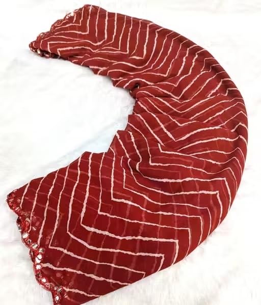 Weightless Lehriya Print Designer Saree with Mirror Border for Party, Wedding & Festive-image-44