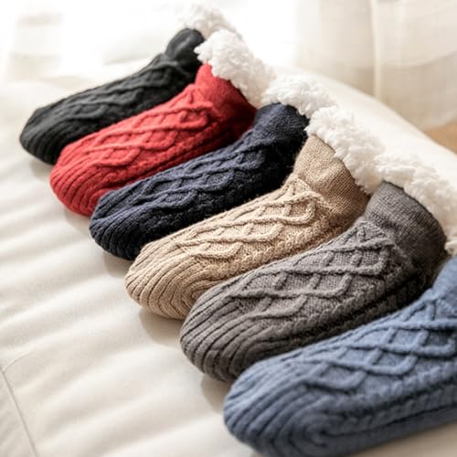 Indoor Non-Slip Thermal Socks, Fleece-Lined Thick Warm Slipper Socks, V-Mouth Fluffy Winter Indoor Thermal Socks4