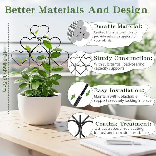 Image of ZOUTOG 12 Pack Trellis for Climbing Plants Outdoor 15 Inch,Rustproof Metal Garden Trellis for Potted Plants,Sturdy Houseplant Support Indoor Outdoor for Ivy Pothos Monstera Hoya Flower Vine