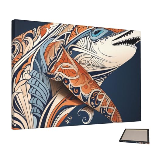 Toile requin motif tribal impression haute définition pour salon
