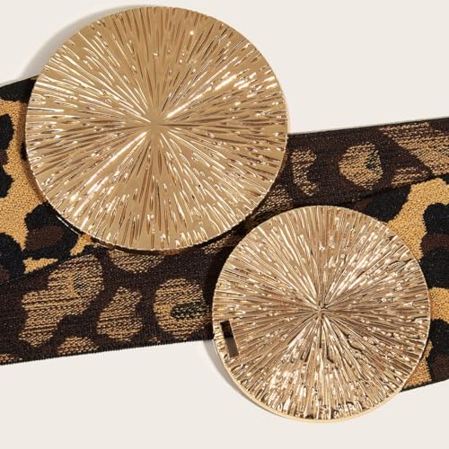 Women's Elastic Vintage Wide Belt Stretchy Cinch Belts Retro Waistband Gold Circle Hook Buckle for Dresses Shirt Coat2