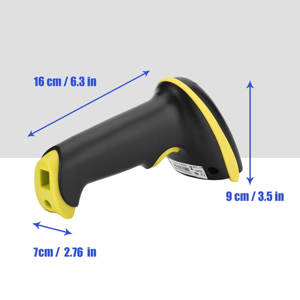 ciciglow Lettore Scanner, Scanner di Codici a Barre Wireless Portatile modalità di Connessione Doppia da 2,4 GHz Alta Sensibilità per Magazzino, Supermercato, Hotel e Altro(Giallo)