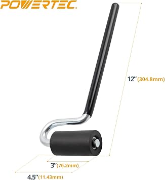 POWERTEC 12 Long Handle J Roller, 2PK, 1-1/2 Inch Diameter, 3 Inch Wide, Laminate/Veneer Roller Tool with Rubber Roller for Edge Banding, Wall Coverings (71010-P2)