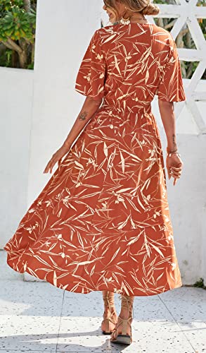 Image of Kormei Womens Short Sleeve Floral Maxi Dress High Low V-Neck Flowy Party Long Dresses