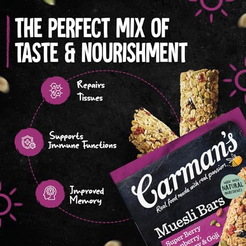 Image of Carman's Bar Traditional Super Berry 270g | Baked Muesli Bar with Mixed Berries & Whole Grains | High Fibre Snack