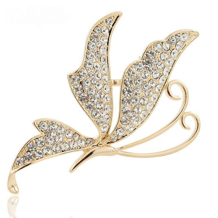 Broche papillon plein diamant alliage épingle vêtement corsage chic - 3