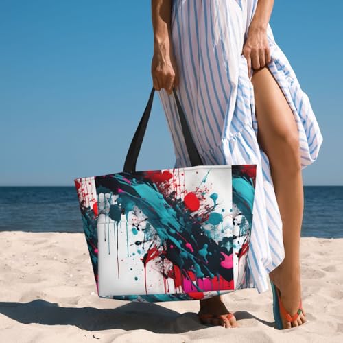 Sac de plage d'été imperméable grand format noir contre l'eau et le sable