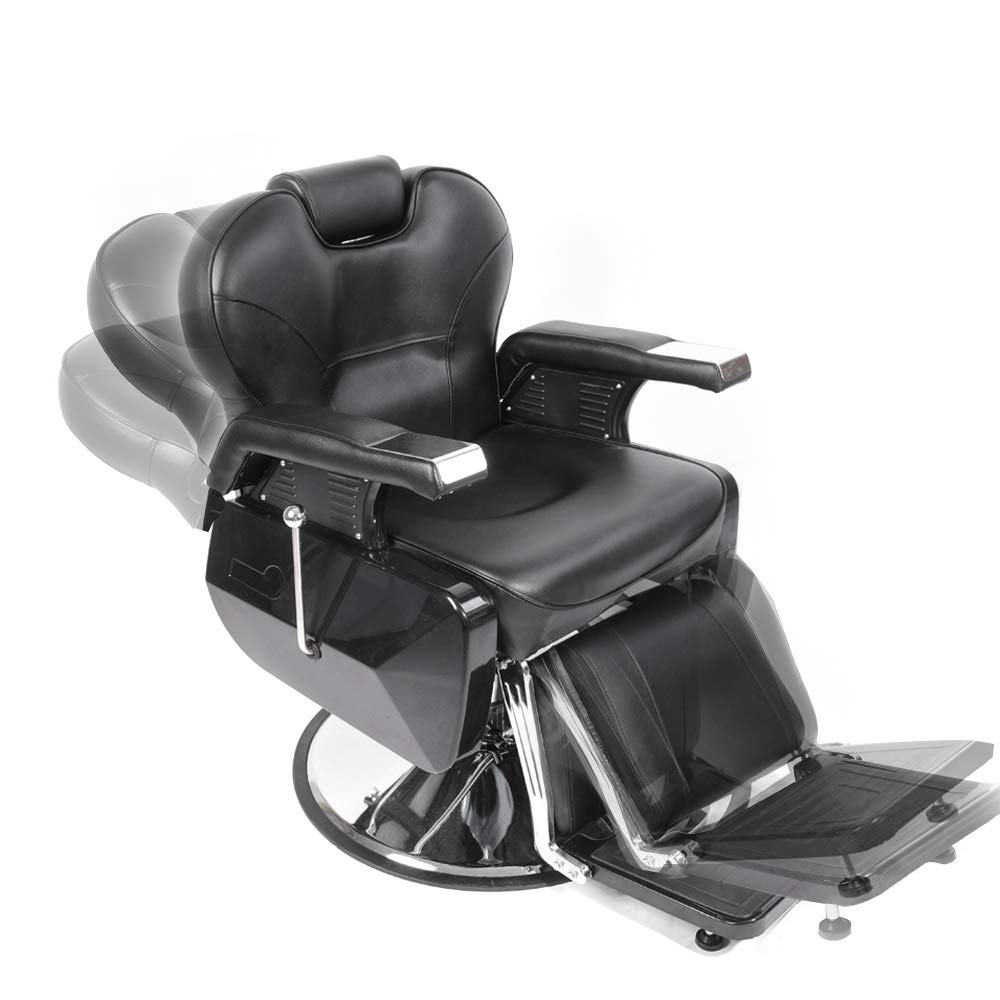 Poltrona da Parrucchiere Reclinabile Idraulica a 360° per Salone Professionale, 96 x 94 x 84 cm, Nero