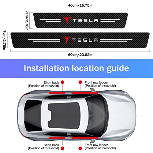 4Pcs For Tesla Car Door Sill Protector, Model 3 Y Door Sill Sticker Door Entry Guard Threshold Scratch Protection Sticker, Car Door Scuff Plate For Tesla Model S X Accessories Decoration #TOP3