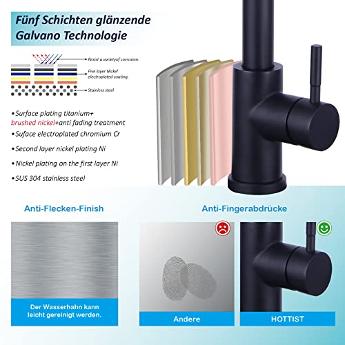 Rubinetto da cucina nero, ad alta pressione