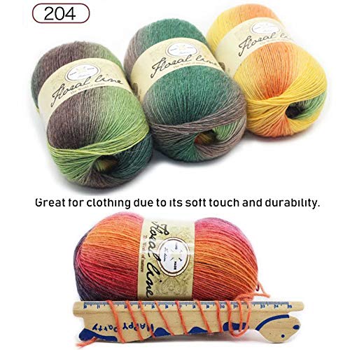 3X 100g Rainbow Wool Yarn Balls Chunky Knit Double Pom Pom Coloured Chunky Wool with 3 Crochet Hooks, 2 Needles - Image 2