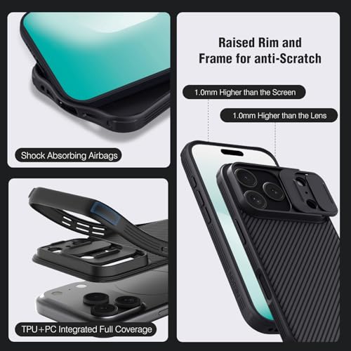 Image of Nillkin Camshield Case for iPhone 17 Pro / 18 Pro Case, [Built-in Dual Camera Cover][Slim Profile] [Military Grade Drop Protection] Shockproof Bumper iPhone 17 Pro Case 6.3 inch 2025 Black