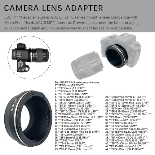 Bague objectif Canon EOS vers Micro 4/3 pour fixer vos optiques EF-S sur boîtier DMC-G1 G2