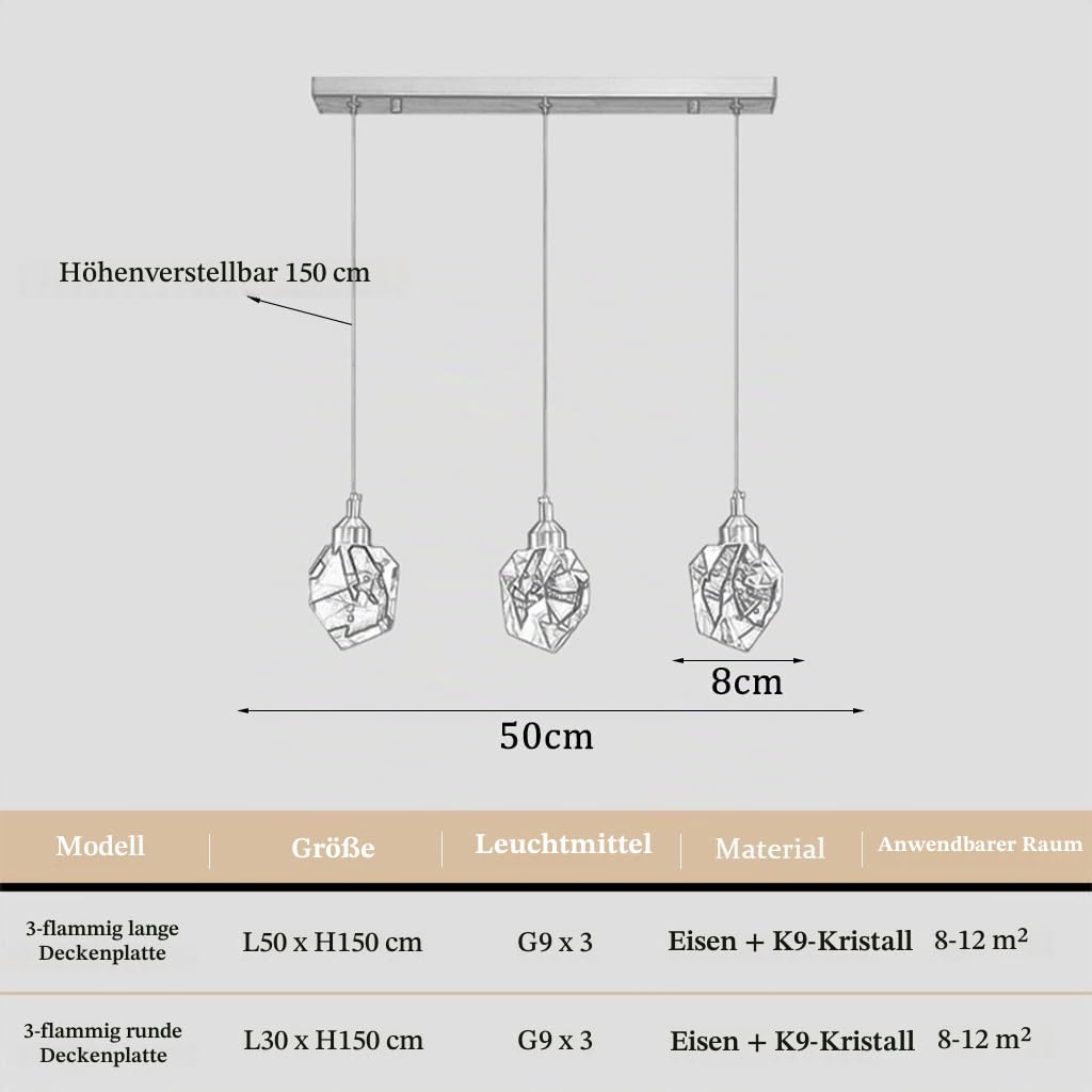 Kristall Pendelleuchte mit 3 Lichtern moderner Cluster Kronleuchter dimmbare LED Hängelampe mit goldenem Tropfen Design stilvolle Beleuchtung für Kücheninsel Esszimmer Flur Badezimmer (Color