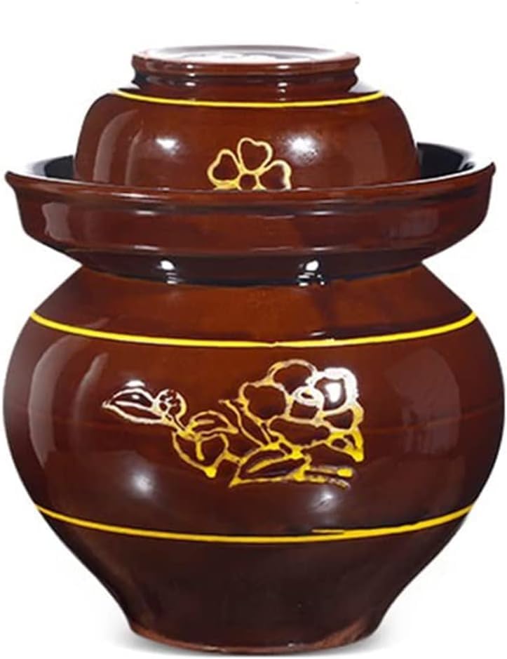 Tarro De Cerámica para Encurtidos con Tapa, Gran Tinaja De Fermentación Tradicional China De Porcelana, Tarro para Encurtidos De Kimchi Y Alimentos Fermentados. 5kg