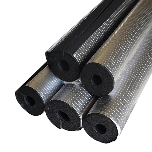 Tubo isolante in schiuma autoadesiva – involucro in foglio di alluminio (ID 16-114 mm) per protezione invernale dal gelo dei tubi di spruzzatore e scaldabagno (22 mm x 20 mm x 95 cm)