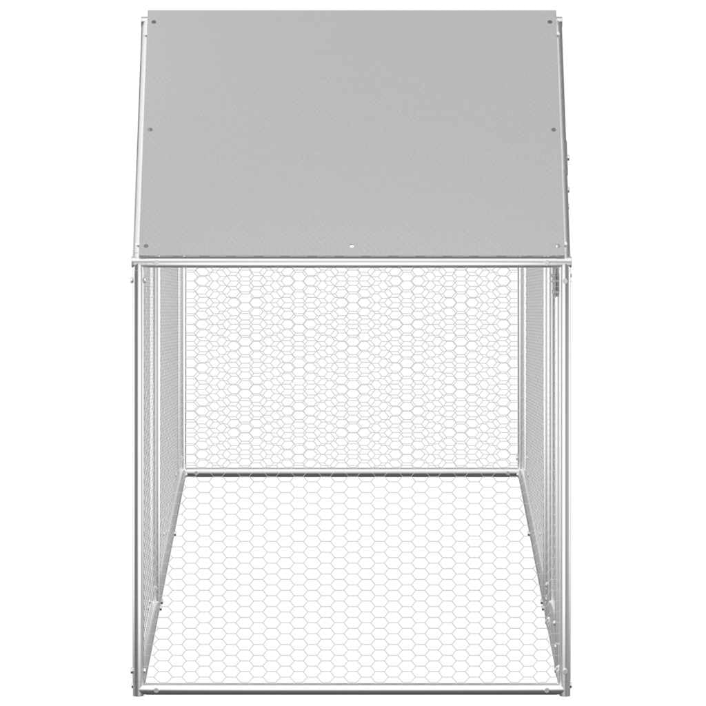 Gallinero de 3 x 1 x 1,5 m de acero galvanizado, estable gallinero con puerta y techo para aves de corral, patos y gansos, color plateado