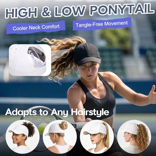 Gorra beisbolera mujer sin espalda para ponytail ajustable miniatura 5