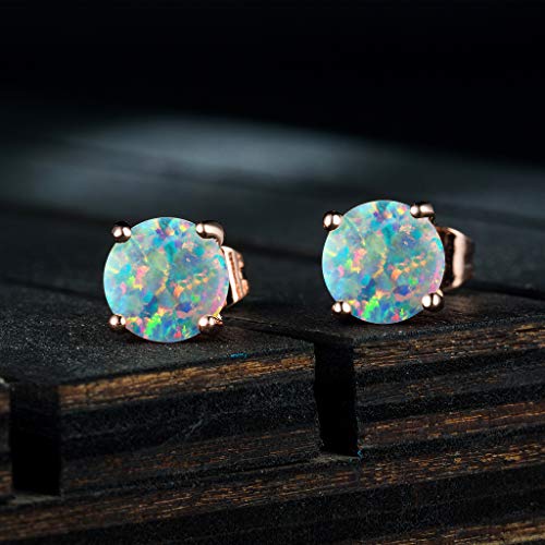 925 Sterling Silver Hypoallergenic Opal Stud Earrings, Opal October Birthstone Earrings for Women2