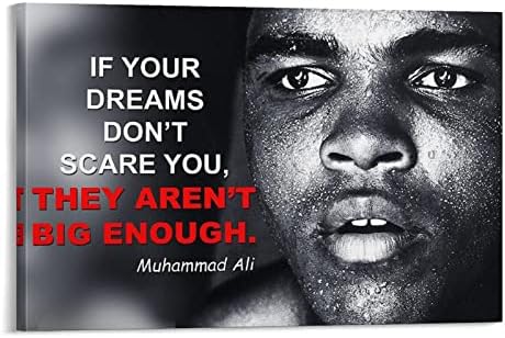 Inspirational Quotes Poster Boxing Black History Month Canvas Painting Sports Quotes Wall Art Canvas Posters Prints Picture for Living Room Bedroom Office Kitchen Decor 16x24inch(40x60cm) Frame-Style