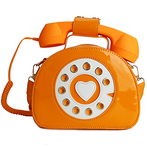 Image of QiMing Retro dial telephone Crossbody Shoulder Bag,Pu Movable microphone Purse for Women