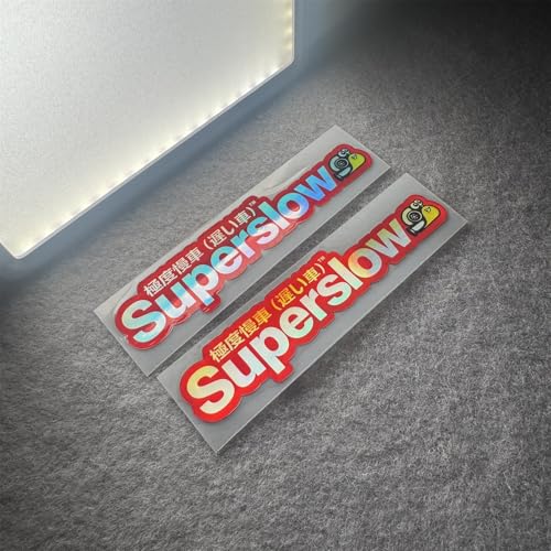 Image of Car Styling Sticker for Japanese Superslow Snail Creative Words Auto Oil Tank Window Body Vinyl Computer Case Motocross Decals (20x4.6cm red Laser 2PCS)