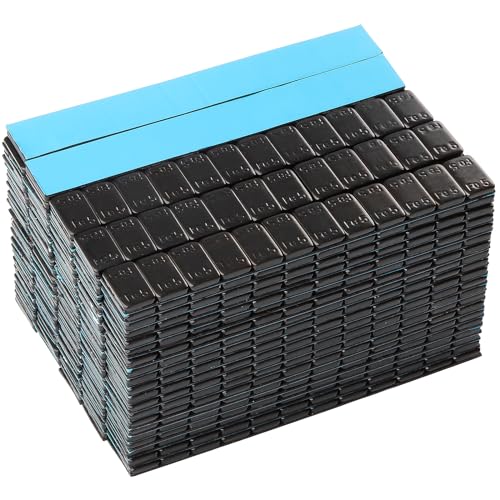 GAsupply 100 Masses d'Équilibrage Noire I Poids Autocollants en Acier I 100 x Barre Adhésive avec Rebord Détachable 12 * 5g I Zinguées et Plastifiées
