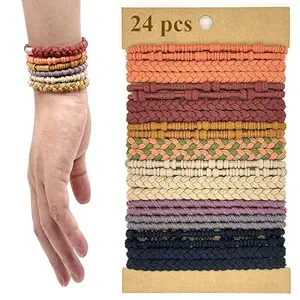 Hair Ties for Thick & Thin Hair, Elastic Hair Bands for Women Sleep, Sports, Ponytail Holder No Damage| Girls Boho Bracelets Hair Accessories-24 pcs