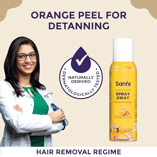 Sanfe Painless & Detan Hair Removal Spray Cream - 200 ml | For Chest, Legs, Arms & UnderArm | Removes Hair in 10 Minutes with Skin Detan | Orange... - Image 6