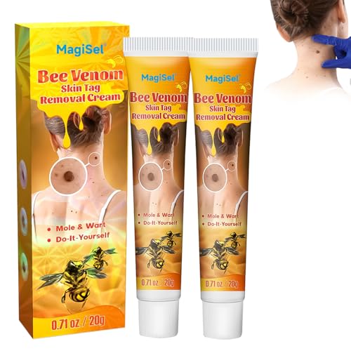 2pc Venin D'abeille Crème Anti-verrues, Sérums D'élimination Des Acrochordons, Verrue Plate Verrues Plantaires, Pommade pour L'élimination des Verrues et des étiquettes du Bee Venom