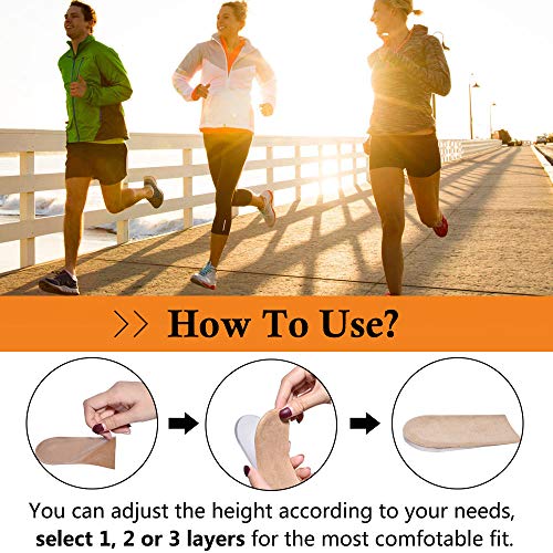 Image of JUMPOW Heel Lifts Inserts Insole - 2 Pack, 3 Layers Height Increase Insole, Adjustable Shoe Lift for Leg Length Discrepancy, Heel Pain, Heel Spurs - Beige