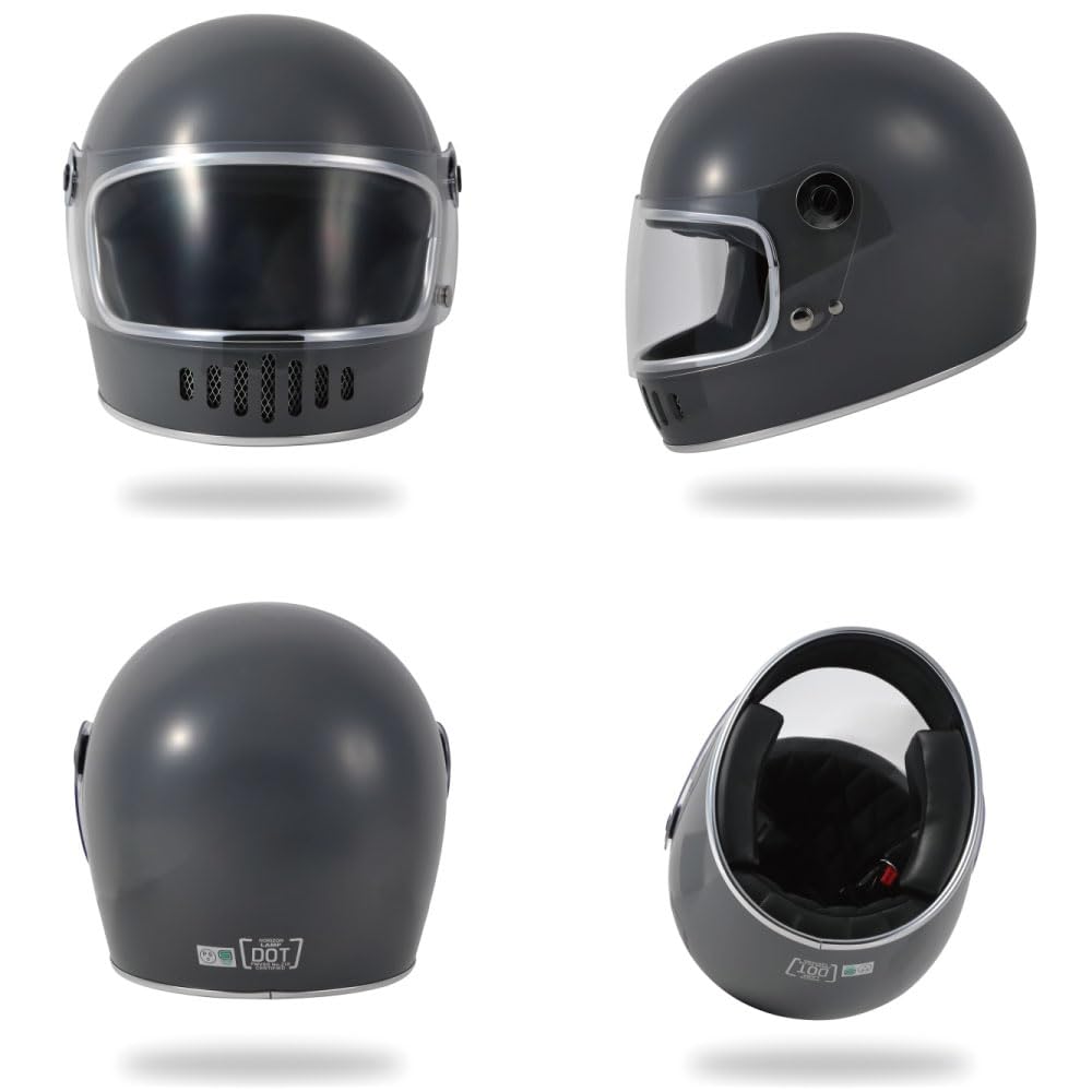 Amazon.co.jp: フルフェイスへルメット HORIZONHELMETS グレー LAMP (M 